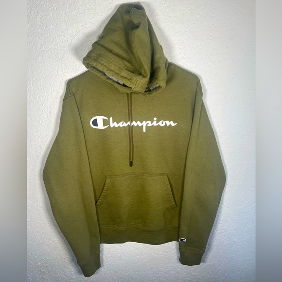 Champion Tops - Champion Dark Green Heavy Cotton Hooded Sweatshirt Hoodie (US Size Small)